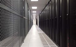 A row of cabinets inside one of the data halls at the TierPoint TekPark data center near Allentown, Pa. (Photo: Rich Miller)