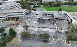 The vacant AOL headquarters near Dulles Airport is presently being demolished by PowerHouse Data Centers for hyperscale data center construction. The 1.2-million-sq-ft project is part of the adaptive reuse construction trend for data centers in Virginia. The former AOL campus will be replaced by a 3-building complex in Virginia's supremely crowded Data Center Alley.