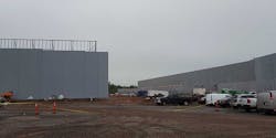 Two Digital Realty data center buildings under construction in Ashburn, Virginia.