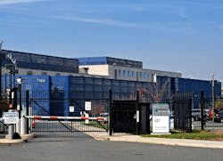 The K rated entrance gate to Vantage Data Centers VA1 Ashburn Campus.