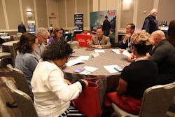 Natron's Brian Kennedy (center) leads his Structured Roundtable session on Sustainable Backup Power at the DCF Trends Summit (Sept. 4-6).