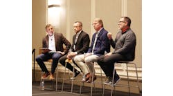 (L to R) Scott Bergs, DF&I; Jeff Wabik, DC BLOX; Scott Willis, Dartpoints; Brett Lindsey, ark data centers present on a panel at the inaugural Data Center Frontier Trends Summit, held Sept. 4-6, 2024 in Reston, Virginia.