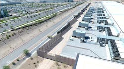 A row of backup generators at the Compass Datacenters' facility in Goodyear, Arizona.