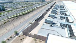 A row of backup generators at the Compass Datacenters' facility in Goodyear, Arizona.