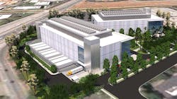 An illustration of the planned EdgeCore Digital Infrastructure data center campus in Santa Clara, Calif., which will support 72 megawatts of capacity across two buildings.