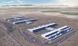 An illustration of Facebook’s plans for its expanded data center campus in Utah, which now spans five data center structures.